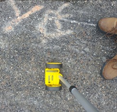 pair of shoes on the concrete